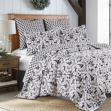 Levtex Home Elden Pines 3-Piece Reversible Full/Queen Quilt Set in Black. View a larger version of this product image.