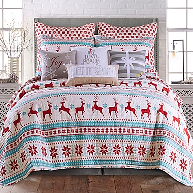 Levtex Home Silent Night 3-Piece Reversible Full/Queen Quilt Set in Red. View a larger version of this product image.