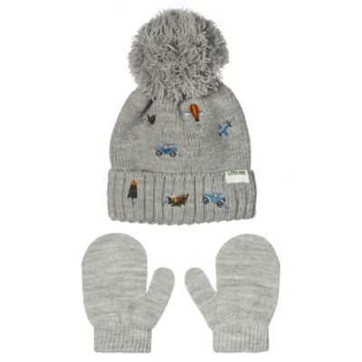 Little Me&reg; Newborn Transportation Hat and Mittens Set in Grey