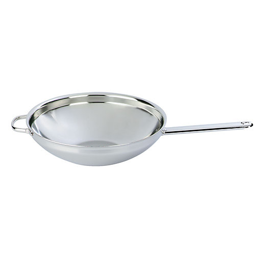 Alternate image 1 for Demeyere 5.8 qt. Stainless Steel Flat Bottom Wok with Helper Handle
