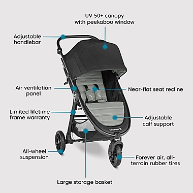 Baby Jogger&reg; City Mini&reg; GT2 All-Terrain Travel System in Slate. View a larger version of this product image.