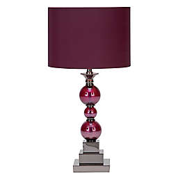 Ridge Road Decor Glass Glam Table Lamp in Dark Red (Set of 2)