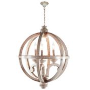 Ridge Road D&eacute;cor Wood Rustic Caged Chandelier in Gold