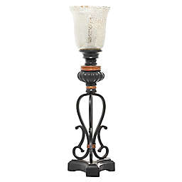 Ridge Road Décor Boho Style Uplight in Black with Glass Shade (Set of 2)