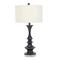 Ridge Road Decor Polystone Traditional Table Lamp in Black (Set of 2)