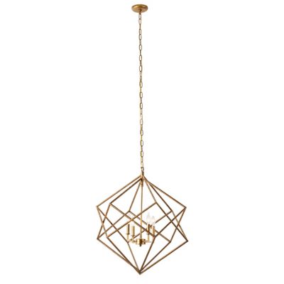 Ridge Road D&eacute;cor Iron Modern Caged Chandelier in Gold