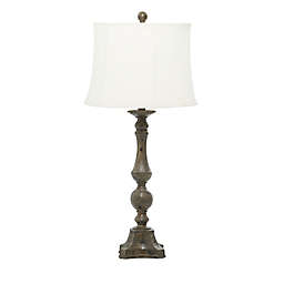 Ridge Road Décor Traditional Table Lamp in Brown with Linen Shade (Set of 2)