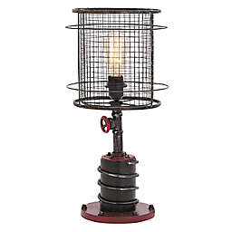 Ridge Road Décor Industrial Accent Lamp in Red with Metal Shade (Set of 2)