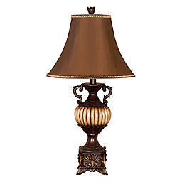 Ridge Road Decor Polystone Tuscan Table Lamp in Brown (Set of 2)
