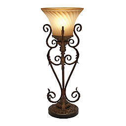 Ridge Road Décor Mediterranean Uplight in Brown with Glass Shade (Set of 2)