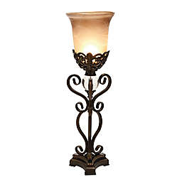Ridge Road Décor Tuscan Uplight in Brown with Glass Shade (Set of 2)