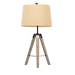 Ridge Road Decor Wooden Rustic Table Lamp in Brown (Set of 2)