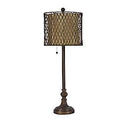 Ridge Road Decor Cylindrical Table Lamp in Metallic Brass (Set of 2)