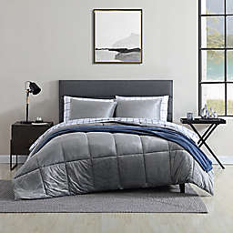 Nautica® Bristol Micromink Solid Full/Queen Comforter Set in Grey