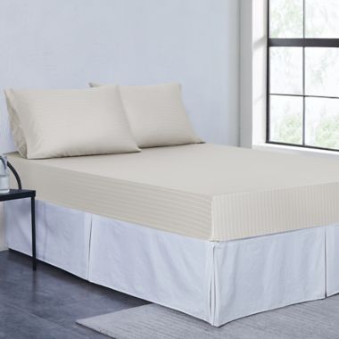 Nestwell&trade; Pima Cotton 500-Thread-Count Full Sheet Set in Birch Stripe. View a larger version of this product image.