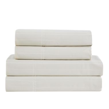 Nestwell&trade; Pima Cotton 500-Thread-Count Full Sheet Set in Birch Stripe. View a larger version of this product image.