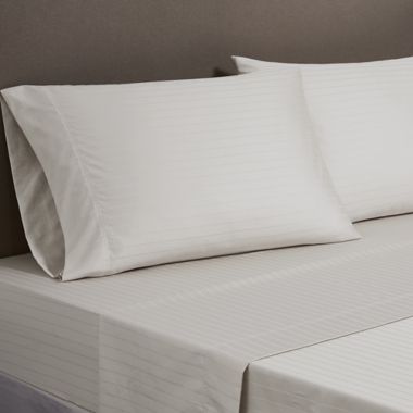 Nestwell&trade; Pima Cotton 500-Thread-Count Full Sheet Set in Birch Stripe. View a larger version of this product image.