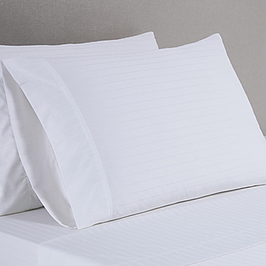 Nestwell&trade; Pima Cotton 500-Thread-Count Queen Sheet Set in White Stripe. View a larger version of this product image.