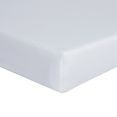 Nestwell&trade; Pima Cotton 500-Thread-Count Queen Sheet Set in White Stripe. View a larger version of this product image.