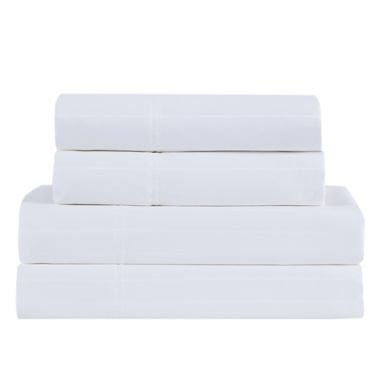 Nestwell&trade; Pima Cotton 500-Thread-Count Queen Sheet Set in White Stripe. View a larger version of this product image.