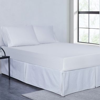 Nestwell&trade; Pima Cotton 500-Thread-Count Queen Sheet Set in White Stripe. View a larger version of this product image.