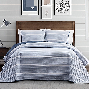 Brooklyn Loom&reg; Niari Yarn Dye Stripe 2-Piece Twin XL Quilt Set in Blue. View a larger version of this product image.
