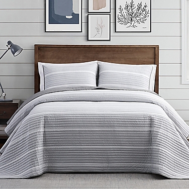 Brooklyn Loom&reg; Niari Yarn Dye Stripe 2-Piece Twin XL Quilt Set in Grey. View a larger version of this product image.