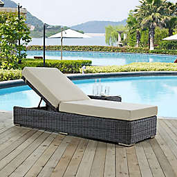Modway Summon Outdoor Wicker Chaise Lounge in Sunbrella® Canvas