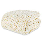 Laura Hill Chunky Knit Throw Blanket in Ivory