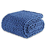 Laura Hill Chunky Knit Throw Blanket in Blue