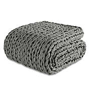 Laura Hill Chunky Knit Throw Blanket in Dark Grey
