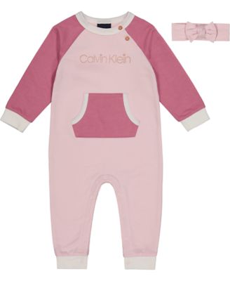 Calvin Klein&reg; 2-Piece Coverall with Headband Set in Pink