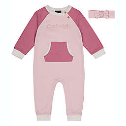 Calvin Klein® Size 2-Piece Coverall with Headband Set in Pink