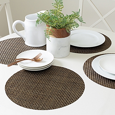 Studio 3B&trade; Bistro Woven Vinyl Round Placemats in Coffee (Set of 4). View a larger version of this product image.