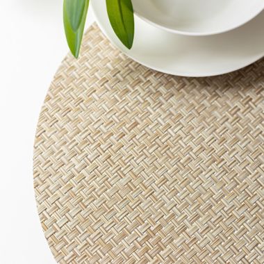 Studio 3B&trade; Bistro Woven Vinyl Round Placemats in Beige (Set of 4). View a larger version of this product image.