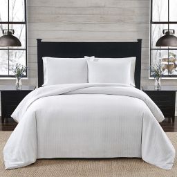 London Fog® Herringbone Flannel 2-Piece Twin Comforter Set in White and Grey