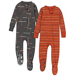 The Honest Company® Size 24M 2-Pack Dotted Strip/Autumn Leaf Organic Cotton Footed Pajamas