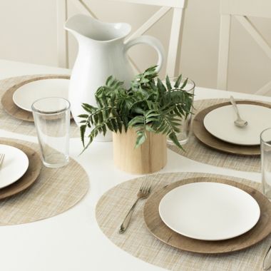 Studio 3B&trade; French Oval Woven Vinyl Placemats in Natural (Set of 4). View a larger version of this product image.