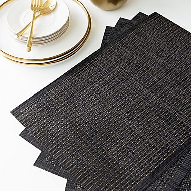 Studio 3B&trade; Harper Woven Vinyl Placemats in Ebony (Set of 4). View a larger version of this product image.