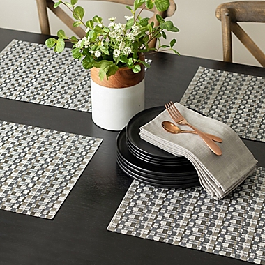 Studio 3B&trade; Cabas Woven Vinyl Placemats in Gunmetal (Set of 4). View a larger version of this product image.