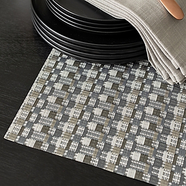 Studio 3B&trade; Cabas Woven Vinyl Placemats in Gunmetal (Set of 4). View a larger version of this product image.