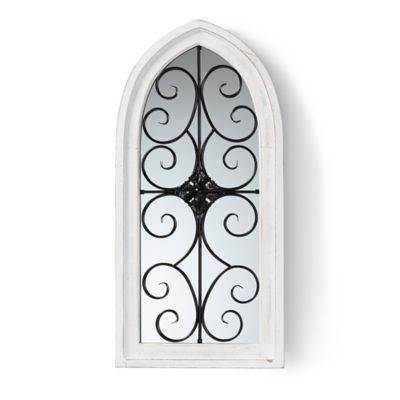 Baxton Studio Shelby 18.9-Inch x 39-Inch Arched Wall Mirror in White/Black