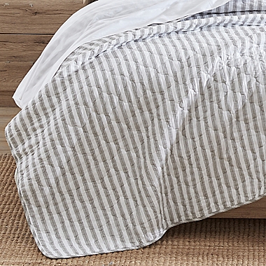 Stone Cottage Willow Way Ticking Stripe King Quilt Set in Grey. View a larger version of this product image.