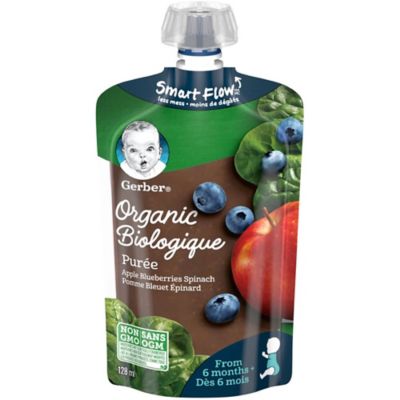 Gerber&reg; 128 ml Organic Apple Blueberry Spinach Baby Puree