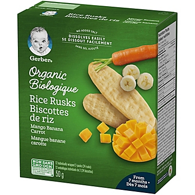 Gerber&reg; 50-Gram 24-Pack Mango Banana Carrot Organic Rice Rusks. View a larger version of this product image.