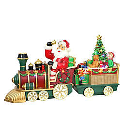 Puleo International 24-Inch LED Resin Santa Train Table Top Christmas Decoration in Red