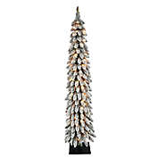 Puleo International 5-Foot Flocked Alpine Christmas Tree with Clear Incandescent Lights