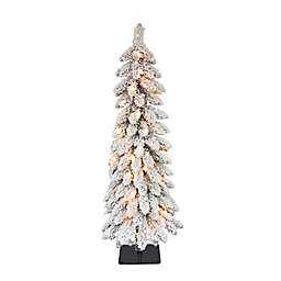 Puleo International 3-Foot Pencil Alpine Flocked Pre-Lit Christmas Tree with Clear Lights