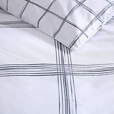 City Scene&reg; Kita Plaid Duvet Cover Set in Light Grey. View a larger version of this product image.