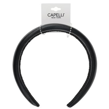 Capelli&reg; New York Puff Leather Headband in Black. View a larger version of this product image.